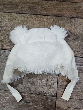 Baby Cozy Faux-Fur Pom Pom Bear Hat - Aviator Trapper 0-6 Months